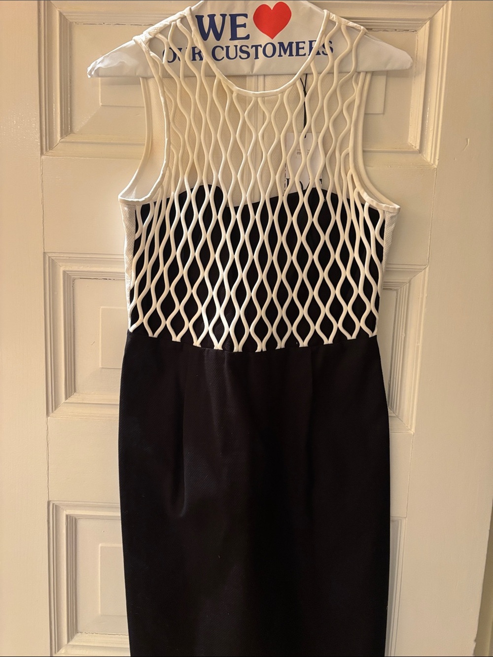 Diane Von Furstenberg Black Skirt with White Mesh Bodice